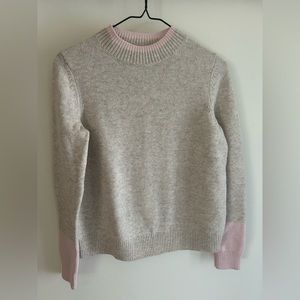 Boden Fife Wool Cotton Alpaca Blend Mock-Neck Colorblock Sweater in Cream Pink